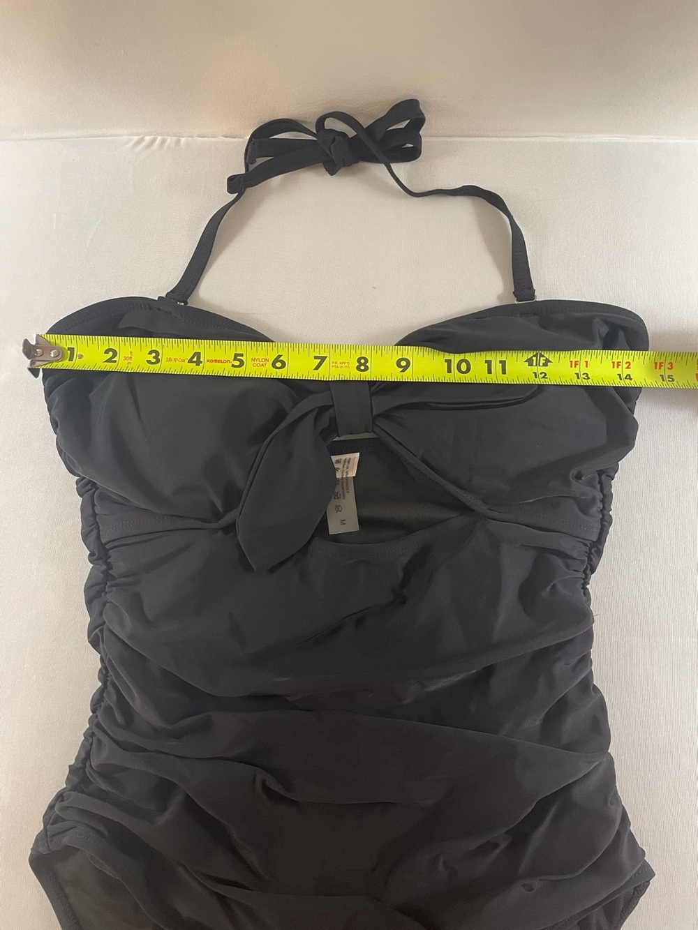 Black One Piece Swimsuit Tie Knot Front with Cut Out Detail Size M - Picture 8 of 12
